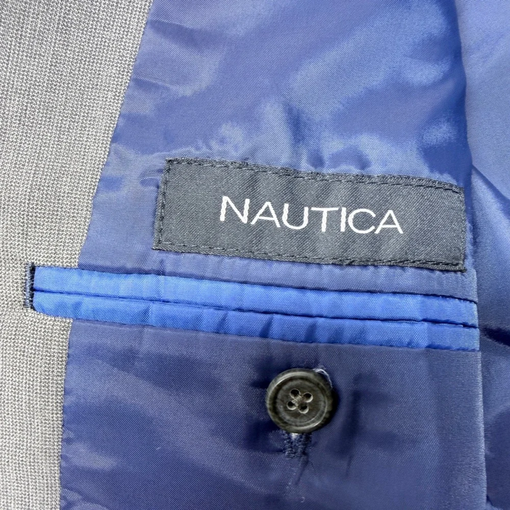 Nautica Mens Gray Two Button Blazer Sport Coat Jacket  50R